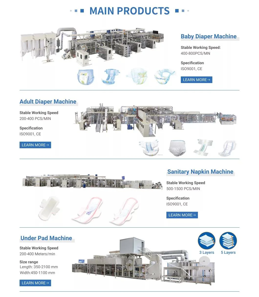 Dongguan Factory Price Automatic Under Pad Adult Baby Diaper Production Line Diapers Making Machine High-Speed Baby Diaper Wet Facial Wipes Making Machine